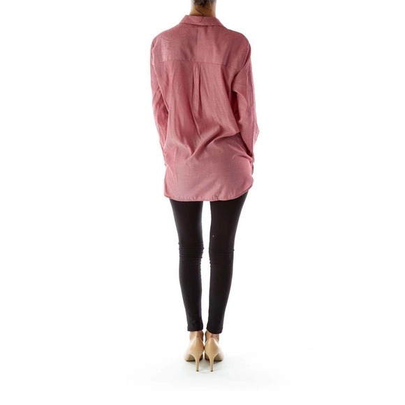 Express Viscose Blend Button-Down Collared Polka Dot Blouse Women's Medium - Picture 4 of 10